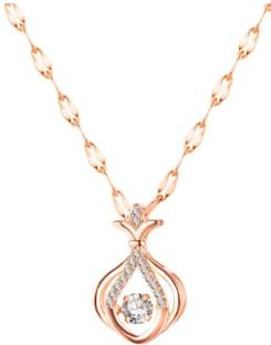 Murliwala TRINETRI Alloy Rose Gold Flower Kalash Dancing Pendant Chain for Women & Girls. Cubic Zirconia Copper Plated Copper, Alloy, Stainless Steel Chain