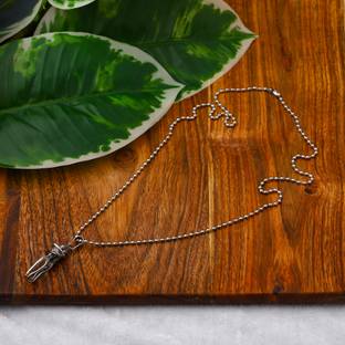 Fashion Frill Valentine Gift for Him Her Love Hug Pendant Chain for Boys and Girls 20 Inches Black Silver Plated Stainless Steel Chain