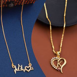 बोघरा सेल्स New Stylish & Fancy glorious Micro Gold Plated Antique Necklace Chain Combo क्यूबिक ज़िरकोनिया, रूबी गोल्ड प्लेटेड एलॉय चेन