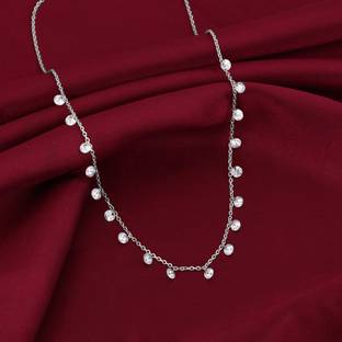GIVA 925 Silver Anushka Silver Queens Necklace|Lifetime Plating|6 Month Warranty Crystal Rhodium Plated Silver Necklace