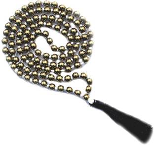 Takshila Gems Natural Golden Pyrite Mala 6 mm Knotted Beads Mala Lab Certified for Japa & Wear Stone Necklace