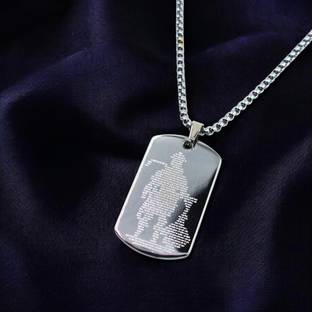 ADORNITY Chain For Men | Hanumaan Chalisa Pendant For Boys Men | Silver Jewellery Silver Plated Stainless Steel Chain