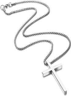 Animated Christian Jesus Cross Pendant with Chain for Men/Boy Titanium Stainless Steel Pendant