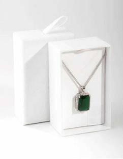 ruby collection American Diamond Ruby Necklace, Silver Plated Necklace for Women (GREEN) Cubic Zirconia Silver Plated Stainless Steel Chain