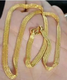 हिसा 1 gram High Quality Indian Polished “18” Inches GoldChain for Men and boy तांबा, इनेमल, गोल्ड प्लेटेड प्लेटेड एलॉय चेन