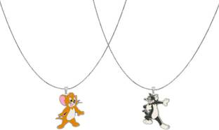 KYP Fashion Tom Jerry Couple Necklace Chain Pendant For Friendship day & Valentine's Day Silver Plated Stainless Steel Chain Set