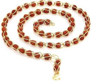 Creative Terry Rudraksha Bead necklace in Gold plated wire cap Design for Men and Women Rudraksha Chain
