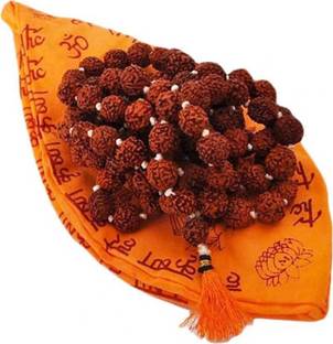 Maharishia Original Rudraksha Mala (6-7 mm) Natural Brown Wood Nepali 5 Mukhi Rosary Mala 108+1 Beads with Gomukhi Jaap Mala Wood Necklace Set Wood Chain