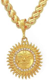 SAPNA PALACE SURYA PENDANT WITH DIMONDS WITH LOTUS CHAIN Diamond Gold-plated Plated Alloy Chain Set