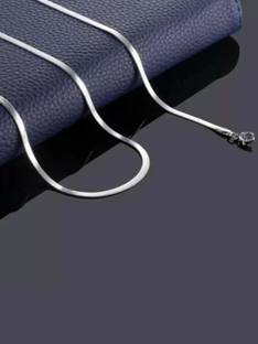 Devora Anti Tarnish Plain Silk Design 3mm Silver Plated Neck Chain Silver Plated Stainless Steel Chain