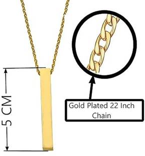 IGA COLLECTION Fashionable Vertical Gold Bar Pendant Necklace Chain Titanium Plated Copper Chain Set