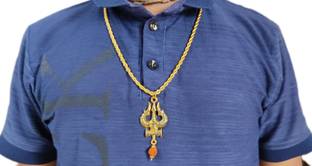 shri haridas Shiva Damru Trishul Locket Gold-plated Plated Alloy Chain