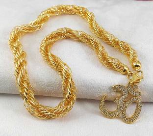 AFJ GOLD 18''ONE GRAM GOLD PLATED STYLISH DOLLAR CHAIN FOR BOYS& MENS. Cubic Zirconia Gold-plated Plated Copper Chain