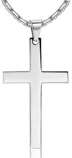 Oscar Enterprises Lord Jesus Crusifix Cross Sterling Black Mens Black Chain_7 Silver Plated Stainless Steel Chain Set