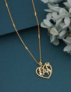 VPCREATION Micro Gold-plated A Letter Necklace Chain Daily Wear For Women and Girls Diamond Gold-plated Plated Copper, Alloy Necklace