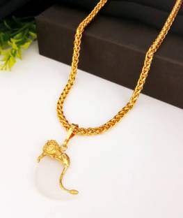 Minprice Micro Gold Plated Round Neck Chain with Lion White Nail Pendant Locket Gold-plated Plated Brass Chain