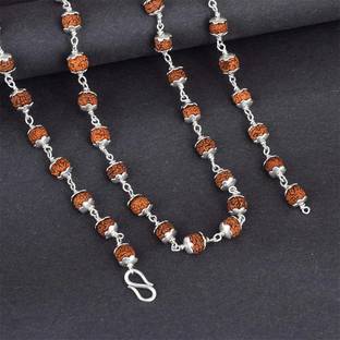 Vivity Shivji Bhole Nath Yogi Himalayan Rudraksha Mahakal Necklace Mala Silver Plated Brass, Copper Chain