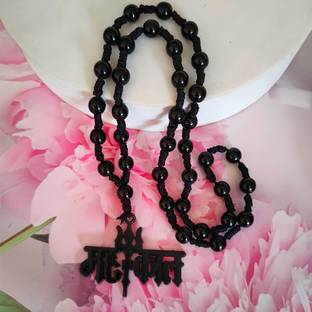 Shiv Jagdamba Religious Jewelry Trishul Mahakal Locket With Onyx Crystal Cotton Dori Chain Crystal, Dori Chain