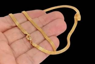 hisa HISA 1 Gram Gold Plated Chain for Men & Women | Brass & Copper Alloy Necklace Gold-plated, Enamel Plated Brass, Copper, Alloy Chain