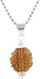 Vivity Single Rudraksha Shivji Mahakaal Original Himalayan Nepal Religious Pendant Silver Plated Brass, Copper Chain