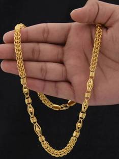 WGMONEY 1 gram High Quality Indian Polished “20” Inches Gold Chain for Men and boy Gold-plated Plated Copper Chain