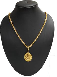 Vitthalesh OM GOLDEN Round JALI& Rasha chain Cubic Zirconia Gold-plated Plated Alloy Chain Set