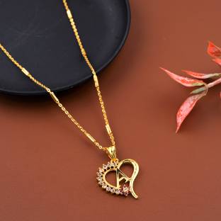 JETWAL A Name Pendant Heart Shape Design Alphabet A Locket with 18 Inch Chain Gold-plated Plated Alloy Necklace