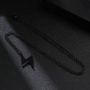 P. R. PRINTS Cool Biker Geometric Zig Zag Flash Lightning Bolt pendant for Boys and Girls Alloy Necklace Set