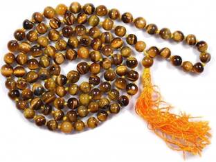 shahinpearlmart Tiger Eye Men and WomenStone Mala 108+1 with Self Certificate, Yellow Brown 6mm, Japan Healing for self Confidence Meditaion Chakra Tiger's Eye Crystal Necklace