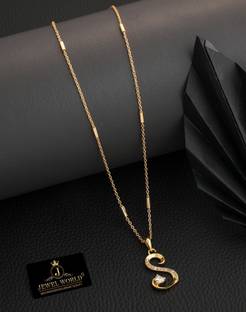 Jewel WORLD 18 inch name letter alphabet Pendant Diamond necklace chain for women & girls Cubic Zirconia Gold-plated Plated Alloy Chain