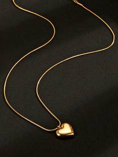 Winnifred Winnifred Anti Tarnish Stainlees Steel Gold Heart Pendent Necklace Crystal Gold-plated Plated Stainless Steel Necklace