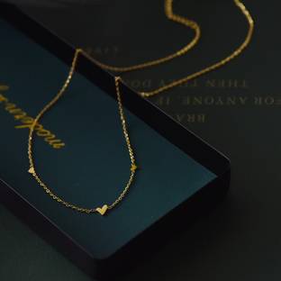 MYKI Elegant Gold Heart Chain Necklace For women & girls Gold-plated Plated Stainless Steel Necklace