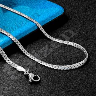 Saizen Bold and Stylish Stainless Steel Silver plated chain necklace for Men & Boy Silver Plated Stainless Steel Chain