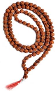 SPRIGEMS 6 Mukhi Rudraksha Mala Certified Beads Size 7.5mm (108+1)Six Face Wood Chain Wood Chain