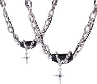 Salty Alpha Salty Alpha Pack of 2 Rugged Black Modern Chain Male MN1S0028_PACK2 Stainless Steel Necklace
