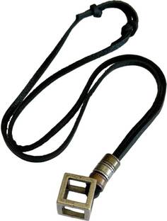 THE MEN THING Alloy Cubical Pendant with Adjustable Pure Black Leather Cord Necklace for Men's Alloy Necklace