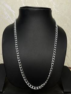 द्वारका डिजाइन्स Chain For Men Boys पर्ल स्टर्लिंग सिल्वर प्लेटेड स्टेनलेस स्टील चेन