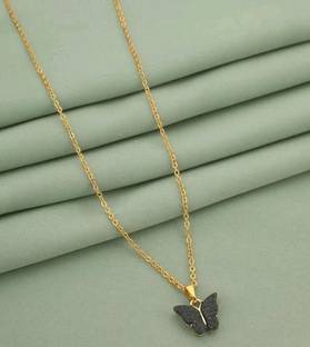 RRSaless BUTTERFLY CHAIN Crystal Gold-plated Plated Brass, Alloy Chain