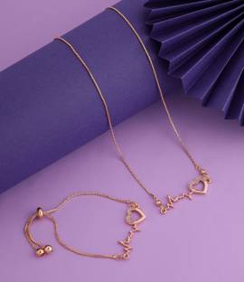 Bright STYLE Gold-plated heartbeat pendant with bracelet for wedding for women & girls Gold-plated Plated Metal, Alloy Chain