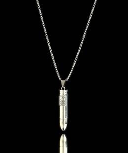 French Accent Men's Bullet Pendant Necklace - Silver Silver Plated Alloy Chain