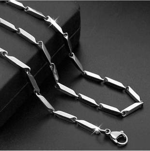 ARDS FASHION Stainless Steel Rice Chain for Men and Boys (Silver) Stainless Steel Chains Silver Plated Stainless Steel Chain
