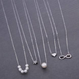 ELCETRATD JEWELLERY shimmering beautiful necklace combo for women and girls Diamond Silver Plated Alloy Necklace
