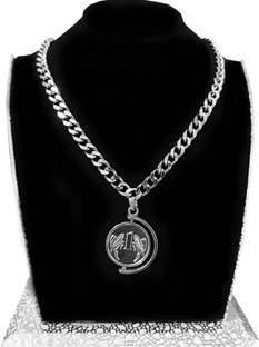Ansh Trend Silver Chain With Golden Coin Pendent Chain Men Fassion Stainless Steel Chain