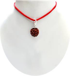 JangraBro Locket 5 Mukhi / 5 Face Rudraksha Original Certified Plated Silver Plated Wood Necklace Set