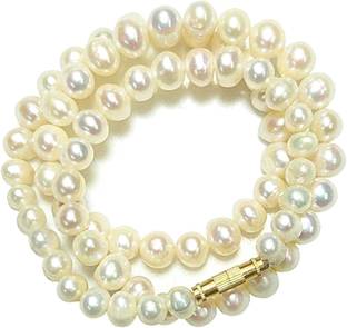 GIACOMO Pure Mala Original Certified White Pearl 108+1Beads Saccha Moti Necklace Pearl Alloy Necklace