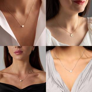 BOGHRA SALES Combo of 4 Pendant Necklace Chain for Women and Girls Pearl, Diamond Gold-plated Plated Brass, Alloy Chain