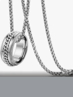 RSVP CREATIONS Ring pendent 60 mm for bikers /party wear Silver Plated Stainless Steel Chain Set