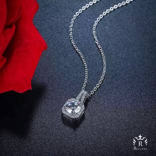 Royatto Cubic Zirconia Silver Plated Stainless Steel Necklace