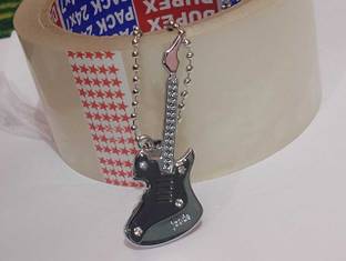 Oscar Enterprises INTRODUCING EXCLUSIVE NEW Silver Guitar Necklace For Mens And Boys DC-011 Silver Plated Stainless Steel Chain