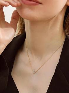 Gleve Gleve Anti Tarnish Stainless Steel Gold Single Diamond Necklace Crystal Gold-plated Plated Stainless Steel Necklace